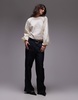 Topshop jacquard balloon sleeve top in ivory