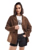 ASOS DESIGN real suede 70s jacket in brown