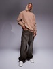 ASOS DESIGN oversized hoodie in washed brown - part of a set