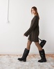 Weekday Fiona chunky ribbed knit mini dress in dark brown melange exclusive to ASOS