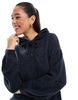 Pieces cozy knitted hoodie in navy melange - part of a set