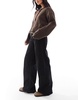 Bershka Petite high waist wide leg jeans in black
