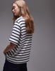 ARKET midweight short sleeve T-shirt in blue and white stripes