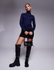 River Island roll neck sweater in navy