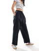 ASOS DESIGN oversized barrel leg pull-on pants in black