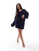 4th & Reckless Plus metallic tinsel V-neck sweater in navy - part of a set