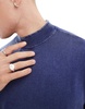 Another Influence heavy acid wash high neck sweater in navy