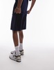 Topman oversized fit velvet cord shorts in navy