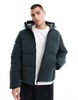 Jack & Jones oversized boxy puffer jacket in forest green