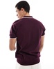 Brave Soul knit polo shirt with contrast tipping in burgundy