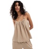 4th & Reckless textured beaded cami top in light brown - part of a set