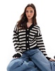 ASOS DESIGN chunky oversized cardigan in black and white stripe
