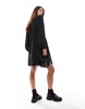 Vero Moda v-neck smock mini dress with puff sleeves in black
