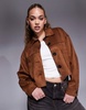 River Island suedette overshirt in brown