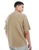 Bershka button through knitted shirt in brown