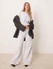 ASOS DESIGN shirred blouson sweatshirt in gray heather