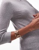 ARKET fluid ribbed jersey boat neck top with 3/4 sleeves in gray melange