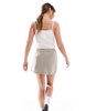 Stradivarius 90s mini skort in taupe pinstripe