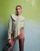 ASOS DESIGN oversized collar blouse with neck tie detail in sage green