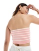 ASOS DESIGN knit bandeau top with tie detail in pink stripe