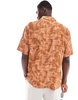 Bershka abstract graphic print shirt in burnt red