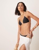 Stradivarius contrast detail bikini top in black