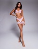 Ann Summer Sexy Lace flocked heart non padded plunge bra in pink