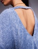 ASOS DESIGN slouchy fluffy V-back mini dress in baby blue