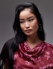 Topshop ruched side grown on shoulder mini dress red print