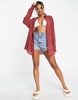 ASOS DESIGN crinkle beach shirt in brown