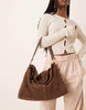 ASOS DESIGN suede fold-over flap tote bag in chocolate