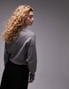 Topshop knit compact fitted waist cardigan in gray