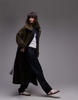 ARKET wool maxi belted trench coat with side splits in Khaki