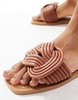 ASOS DESIGN Wide Fit Fifi woven mule flat sandals in tan