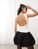 Amy Lynn scoop back puffball mini dress in black and white contrast