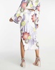 ASOS DESIGN sequin floral embellished midi skirt with slit in lilac - part of a set
