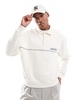 ASOS DESIGN oversized boxy polo with piping and chest print in gray heather