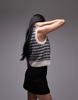 ARKET alpaca blend knitted tank vest in black and white diamond check jacquard
