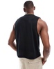 ASOS DESIGN linen look boxy tank top in black
