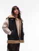 Topshop suede shearling vest in black