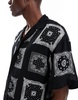 ADPT oversized camp collar shirt with bandana print in black