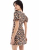 Miss Selfridge jersey printed mini tea dress with puff sleeves