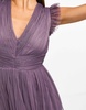 Anaya Bridesmaid plunge tulle maxi dress with thigh split in purple