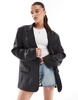 Bershka oversized blazer in dark gray