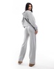 ASOS DESIGN lounge glitter waffle hoodie & wide leg pants set in gray