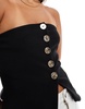 ASOS DESIGN gold button front rib bandeau top in black