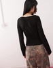 Reclaimed Vintage flared sleeve zebra animal burnout top in black