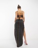 ASOS DESIGN strappy embellished maxi dress with linear gem beading in black