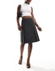 ASOS DESIGN tailored knee length pleated midi skirt in gray