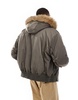 Weekday padded bomber jacket with faux fur hood in khaki